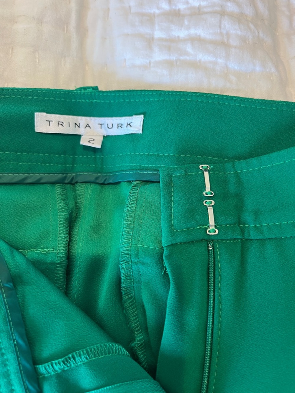 Trina Turk Emerald Green Wide-Leg Trousers - Picture 3 of 4